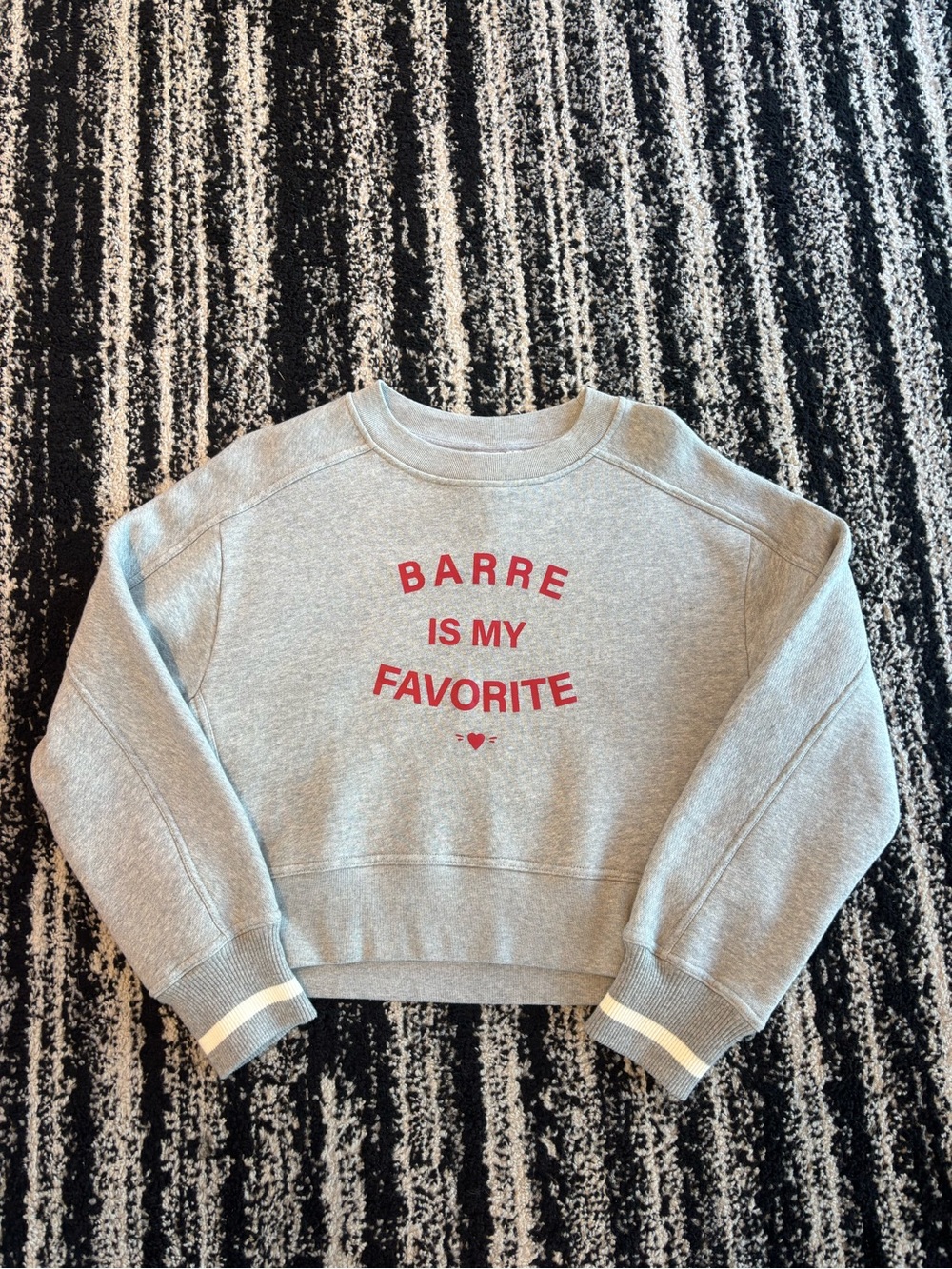 Gray 'Barre Is My Favorite' Cropped Crewneck Sweatshirt